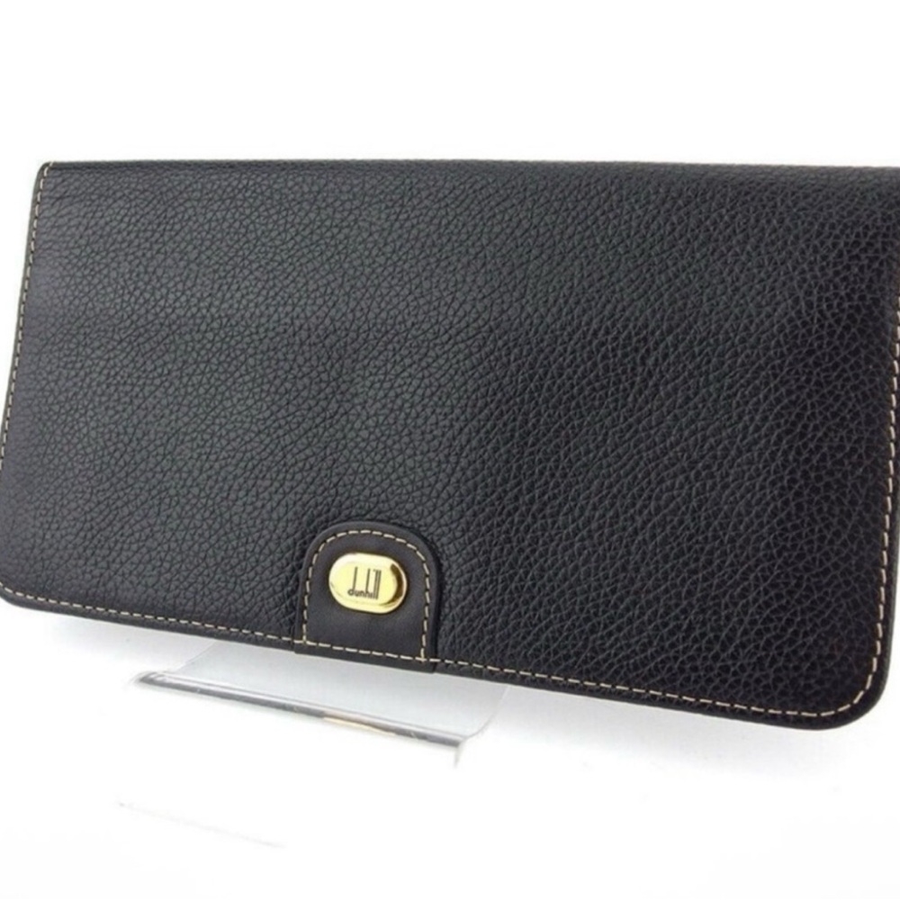 Dunhill Black Leather Continental Wallet with Gold Accent